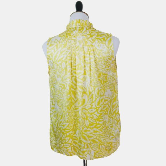 Cabi Size S 100% Silk Moonbeam Blouse Floral Yellow Tie Neck 801 - Picture 4 of 9